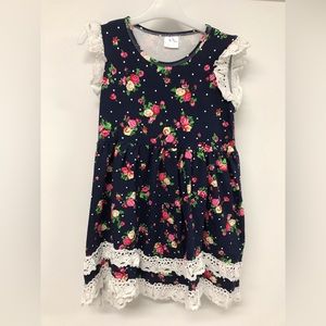 Little girls toddler Polka Flower print Easter party birthday girl dress